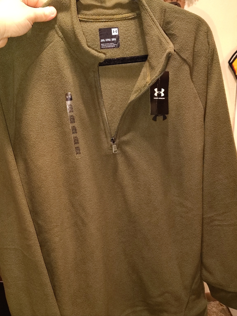 2xl Under Armour Olive Green Quarter-Zip Fleece Pullover